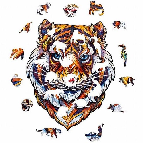 פאזל עץ נמר Unidragon בצורות מיוחדות Lovely Tiger size S 