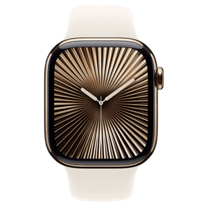 שעון חכם Apple Watch 10 GPS+Cellular 42mm צבע שעון Gold Titanium צבע רצועה Starlight Sport Band גודל S/M