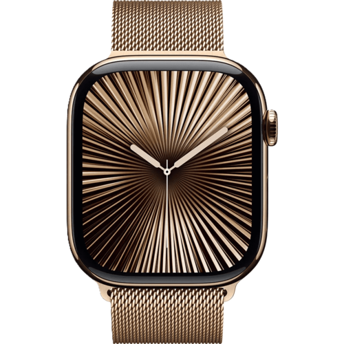 שעון חכם Apple Watch 10 GPS+Cellular 42mm צבע שעון Gold Titanium צבע רצועה Gold Milanese Loop