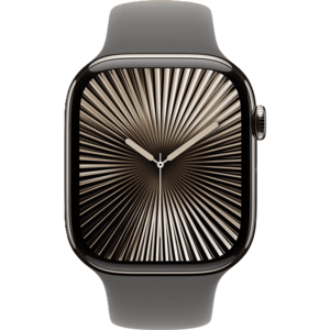 שעון חכם Apple Watch 10 GPS+Cellular 42mm צבע שעון Natural Titanium צבע רצועה Stone Grey Sport Band גודל S/M
