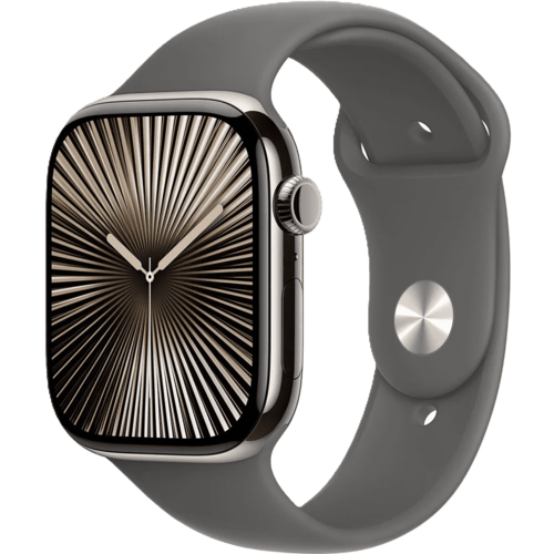שעון חכם Apple Watch 10 GPS+Cellular 42mm צבע שעון Natural Titanium צבע רצועה Stone Grey Sport Band גודל S/M