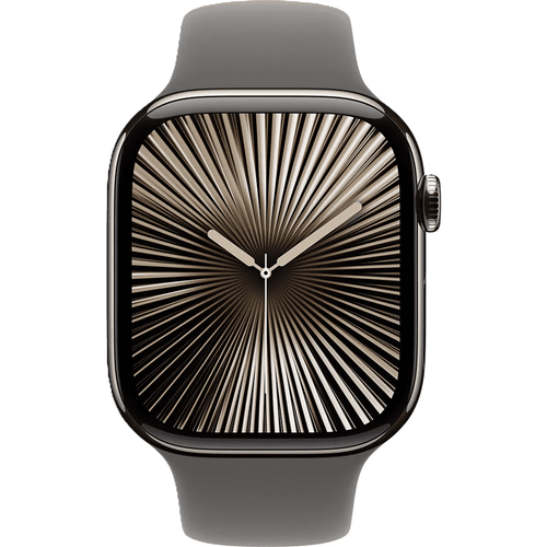 שעון חכם Apple Watch 10 GPS+Cellular 42mm צבע שעון Natural Titanium צבע רצועה Stone Grey Sport Band גודל M/L