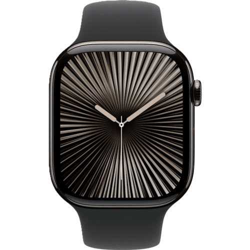 שעון חכם Apple Watch 10 GPS+Cellular 42mm צבע שעון Slate Titanium צבע רצועה Black Sport Band גודל S/M
