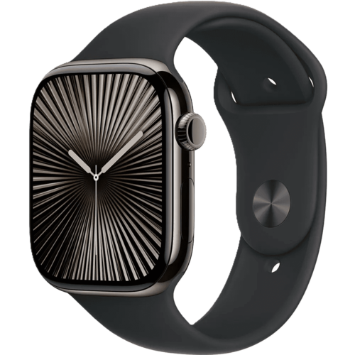 שעון חכם Apple Watch 10 GPS+Cellular 42mm צבע שעון Slate Titanium צבע רצועה Black Sport Band גודל S/M