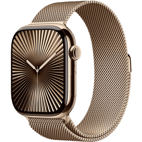 שעון חכם Apple Watch 10 GPS+Cellular 46mm צבע שעון Gold Titanium צבע רצועה Gold Milanese Loop גודל M/L