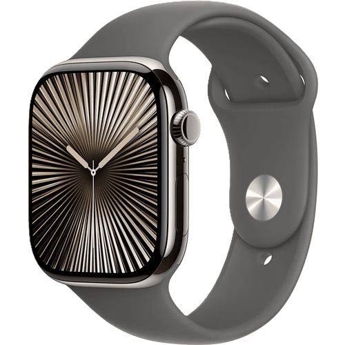 שעון חכם Apple Watch 10 GPS+Cellular 46mm צבע שעון Natural Titanium צבע רצועה Stone Grey Sport Band גודל M/L