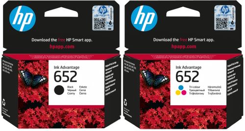 זוג ראשי דיו שחור/צבע HP 652 - מקורי