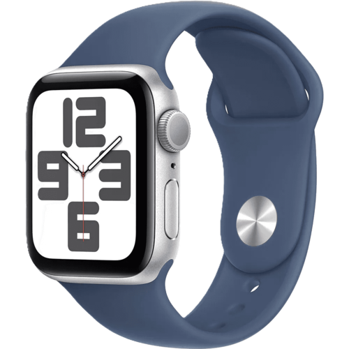 שעון חכם Apple Watch SE 2024 GPS 40mm צבע שעון Silver צבע רצועה Denim Sport Band גודל S/M
