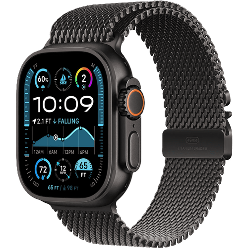 שעון חכם Apple Watch Ultra 2 GPS + Cellular 49mm צבע שעון Titanium Black צבע רצועה Black Titanium Milanese Loop גודל L