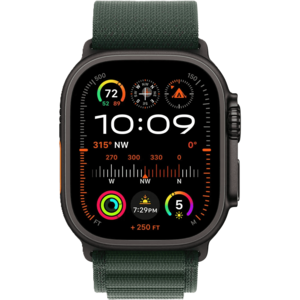 שעון חכם Apple Watch Ultra 2 GPS + Cellular 49mm צבע שעון Titanium Black צבע רצועה Dark Green Alpine Loop גודל S