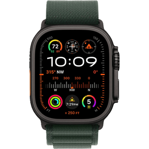 שעון חכם Apple Watch Ultra 2 GPS + Cellular 49mm צבע שעון Titanium Black צבע רצועה Dark Green Alpine Loop גודל L