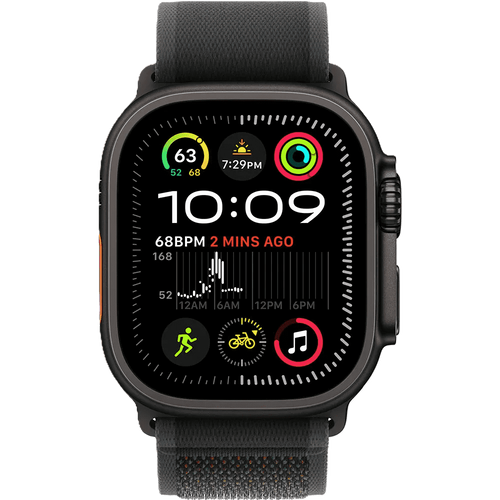 שעון חכם Apple Watch Ultra 2 4GPS + Cellular 9mm צבע שעון Titanium Black צבע רצועה Black Trail Loop גודל M/L