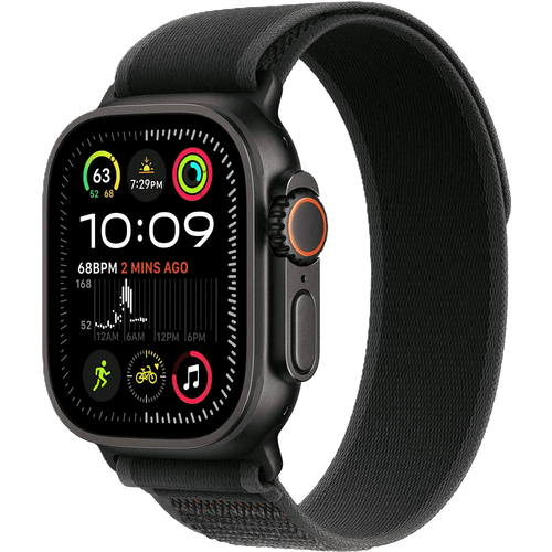 שעון חכם Apple Watch Ultra 2 4GPS + Cellular 9mm צבע שעון Titanium Black צבע רצועה Black Trail Loop גודל M/L