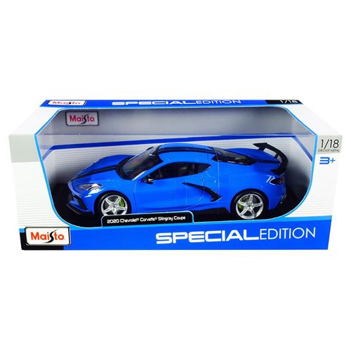 מאיסטו - מכונית שברולט סטינגר קופה 2020  כחול  - MAISTO Chevrolet Stingray 1:18