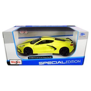 מאיסטו - מכונית שברולט קורבט  סטינגר קופה 2020 - CHEVROLET CORVETTE C8 STINGRAY COUPE YELLOW -  1:24