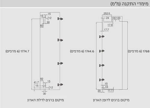 שרטוט ומידות מזווה למטבח 