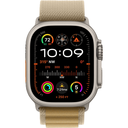 שעון חכם Apple Watch Ultra 2 GPS + Cellular 49mm צבע שעון Titanium Natural צבע רצועה Tan Alpine Loop גודל S