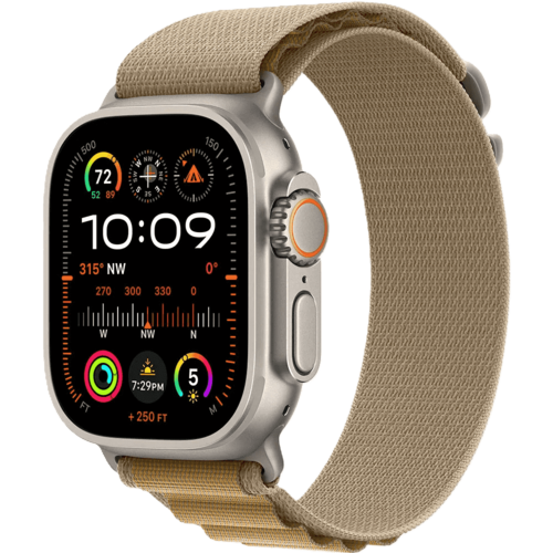 שעון חכם Apple Watch Ultra 2 GPS + Cellular 49mm צבע שעון Titanium Natural צבע רצועה Tan Alpine Loop גודל S