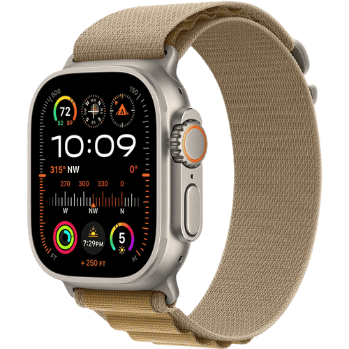 שעון חכם Apple Watch Ultra 2 GPS + Cellular 49mm צבע שעון Titanium Natural צבע רצועה Tan Alpine Loop גודל M