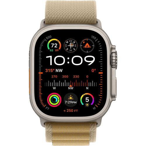 שעון חכם Apple Watch Ultra 2 GPS + Cellular 49mm צבע שעון Titanium Natural צבע רצועה Tan Alpine Loop גודל L