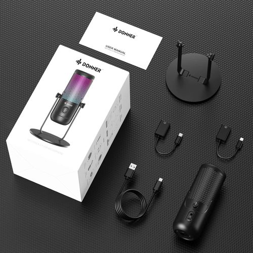 מיקרופון קונדנסר USB לגיימינג EC2812 ומגוון שימושים NEOTRACK LX עם אורות מבית DONNER