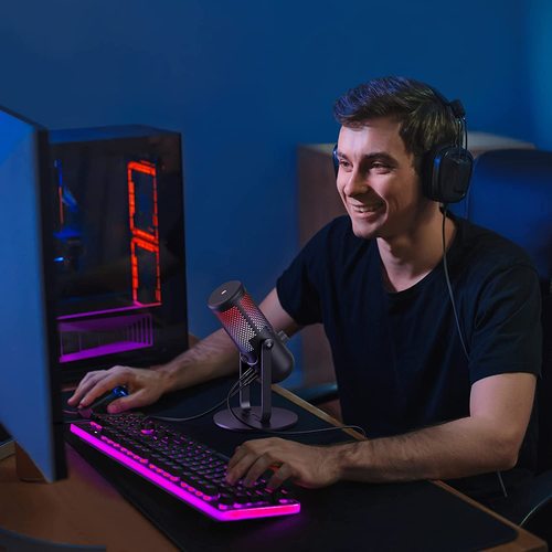 מיקרופון קונדנסר USB לגיימינג EC2812 ומגוון שימושים NEOTRACK LX עם אורות מבית DONNER