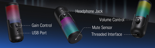 מיקרופון קונדנסר USB לגיימינג EC2812 ומגוון שימושים NEOTRACK LX עם אורות מבית DONNER