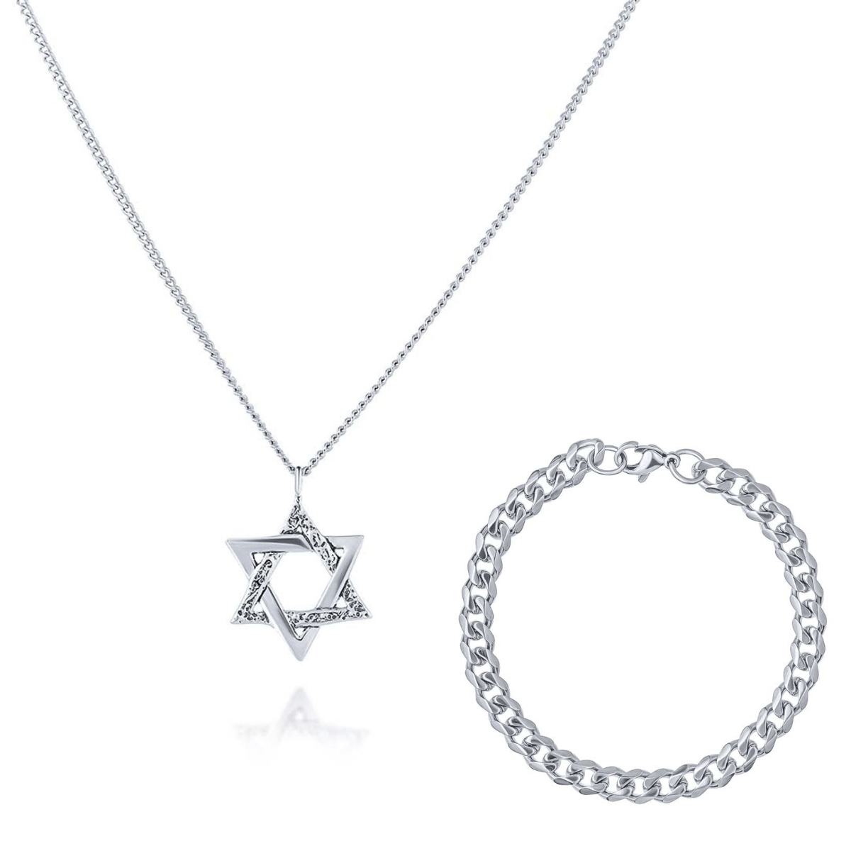 שרשרת מגן דוד וצמיד סטיינלס סטיל לגבר