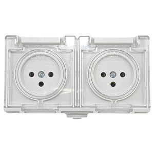 שקע כפול WP-2 Click דרגת אטימות IP-65 בצבע לבן מתח/זרם 230V/16A