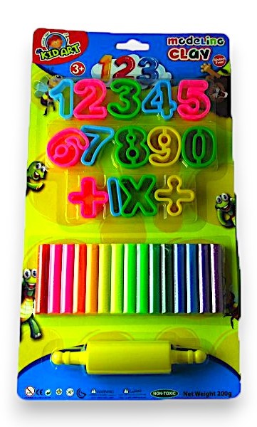 פלסטלינה 200 גרם, 14 צבעי ניאון + כלים