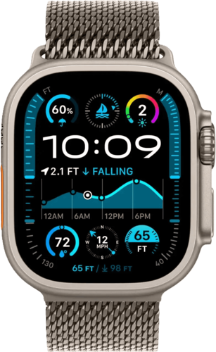 שעון חכם Apple Watch Ultra 2 GPS + Cellular 49mm צבע שעון Titanium Natural צבע רצועה Natural Titanium Milanese Loop גודל M