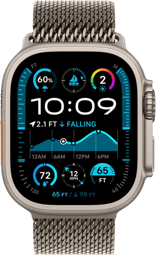 שעון חכם Apple Watch Ultra 2 GPS + Cellular 49mm צבע שעון Titanium Natural צבע רצועה Natural Titanium Milanese Loop גודל L