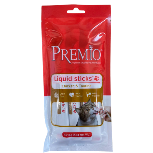 PREMIO פרמיו שלוקים סטיקים לחתול עוף ובקר 4 יחידות