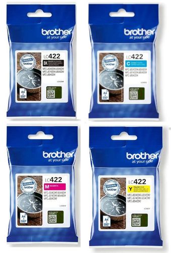סט ראשי דיו שחור/אדום/צהוב/כחול ברדר Brother LC-422 - מקורי