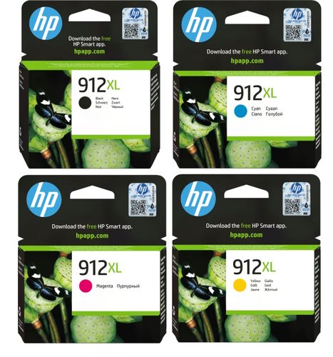 סט ראשי דיו שחור/אדום/צהוב/כחול HP 912XL  - מקורי