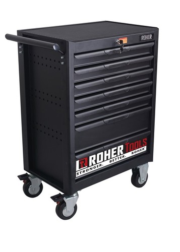 עגלת כלים 7 מגירות שחורה כולל מנגנון ROHER TOOLS Interlock - 1093450