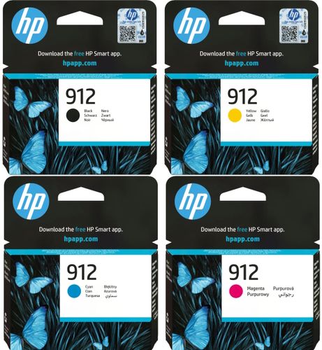 סט ראשי דיו שחור/אדום/צהוב/כחול HP 912  - מקורי