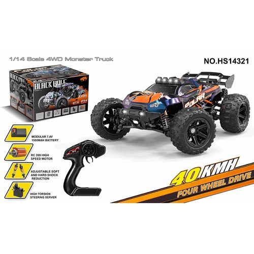 מונסטר טראק - באגי 4X4 מקצועית 1:14 שלט רחוק 2.4G כולל טעינה מהירות 40 קמ
