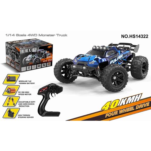 מונסטר טראק - באגי 4X4 מקצועית 1:14 שלט רחוק 2.4G כולל טעינה מהירות 40 קמ