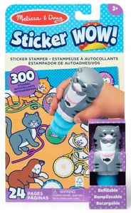 Sticker WOW! חוברת מדבקות 24 דפים עם מכשיר הדבקה אוטומטי ו 300 מדבקות - חתולים