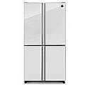 מקרר ‏572 ‏ליטר Sharp SJ8960WH שארפ 4 דלתות מקפיא תחתון זכוכית לבנה