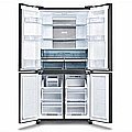 מקרר ‏572 ‏ליטר Sharp SJ8960WH שארפ 4 דלתות מקפיא תחתון זכוכית לבנה