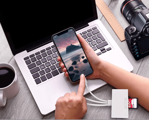 קורא כרטיסים TYPE C זכר ל3 חיבורים : SD-MICRO SD-USB 