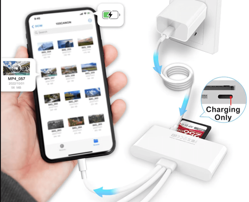 קורא כרטיסים TYPE C זכר ל3 חיבורים : SD-MICRO SD-USB 