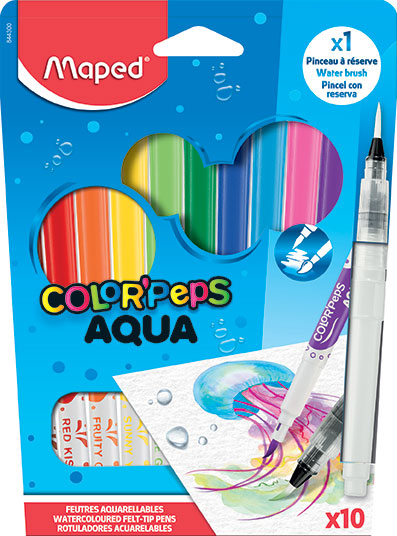 10 טושים אקוורל + מכחול מים COLORPEPS AQUA