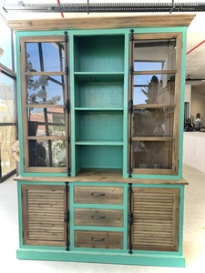 וטרינה מייב מעץ מלא טבעית בשילוב טורקיז דגם 111-1163