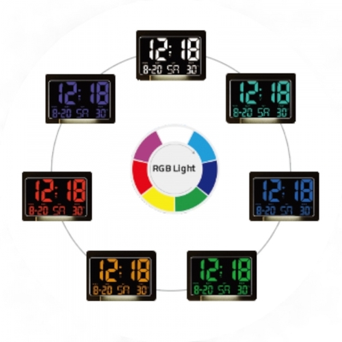 שעון דיגיטלי RGB לתלייה על הקיר או לשולחן 25 ס