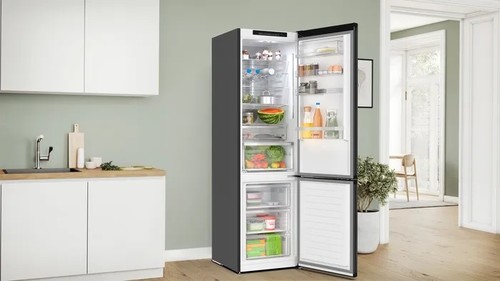מקרר מקפיא תחתון שחור רוחב 60 Bosch דגם KGN39LBCF