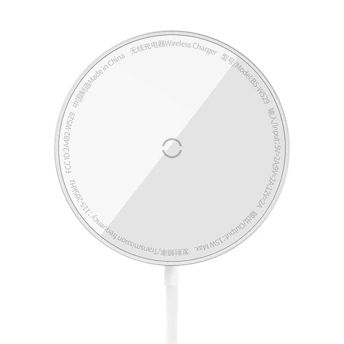מטען אלחוטי מגנטי Baseus Mini3 Magnetic Wireless Charger 15W צבע לבן