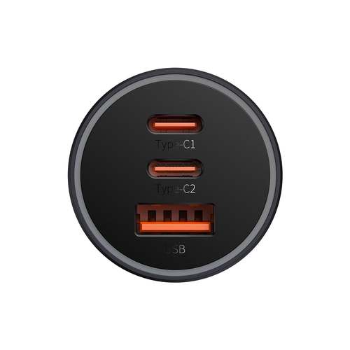 מטען מהיר לרכב Baseus Triple Fast Car Charger 65W U+C+C